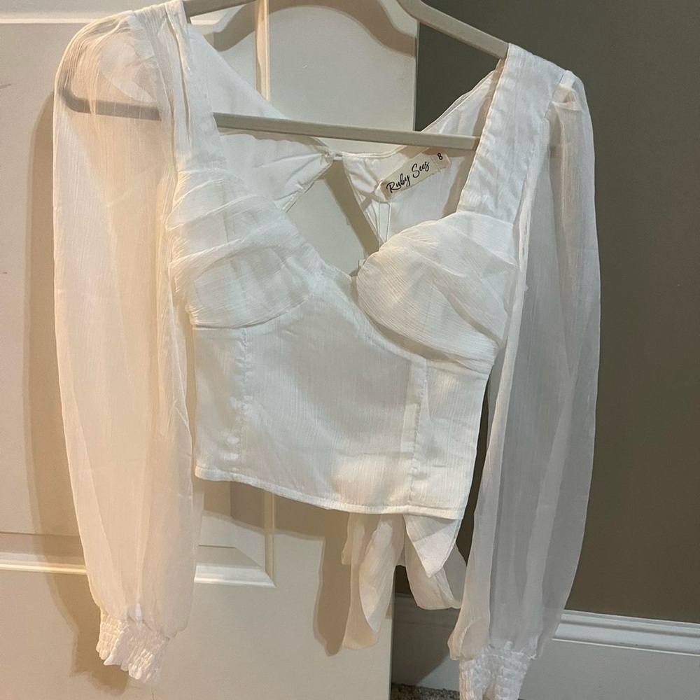 Princess Polly White Bustier Tie Front Crop Top